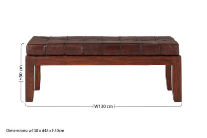 Inca Antique Brown Leather Bench - Image 10