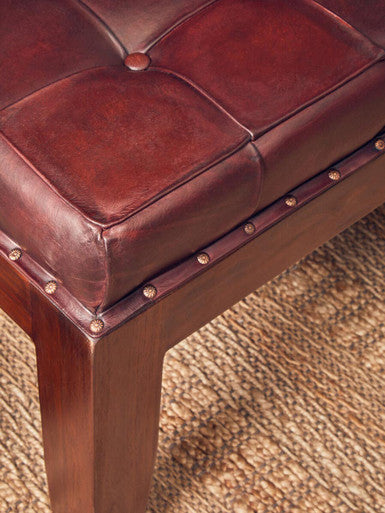 Inca Antique Brown Leather Bench - Image 7