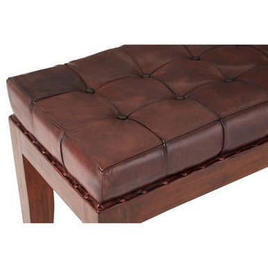 Inca Antique Brown Leather Bench - Image 8