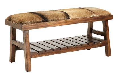 Inca Brown Goat Hide Bench - Image 2