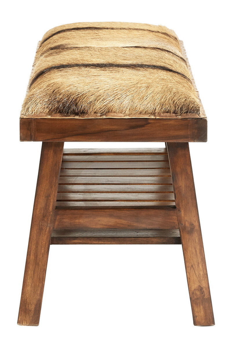 Inca Brown Goat Hide Bench - Image 4