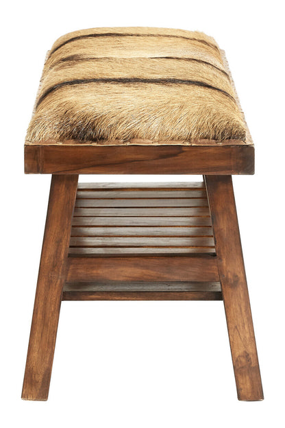 Inca Brown Goat Hide Bench - Image 4