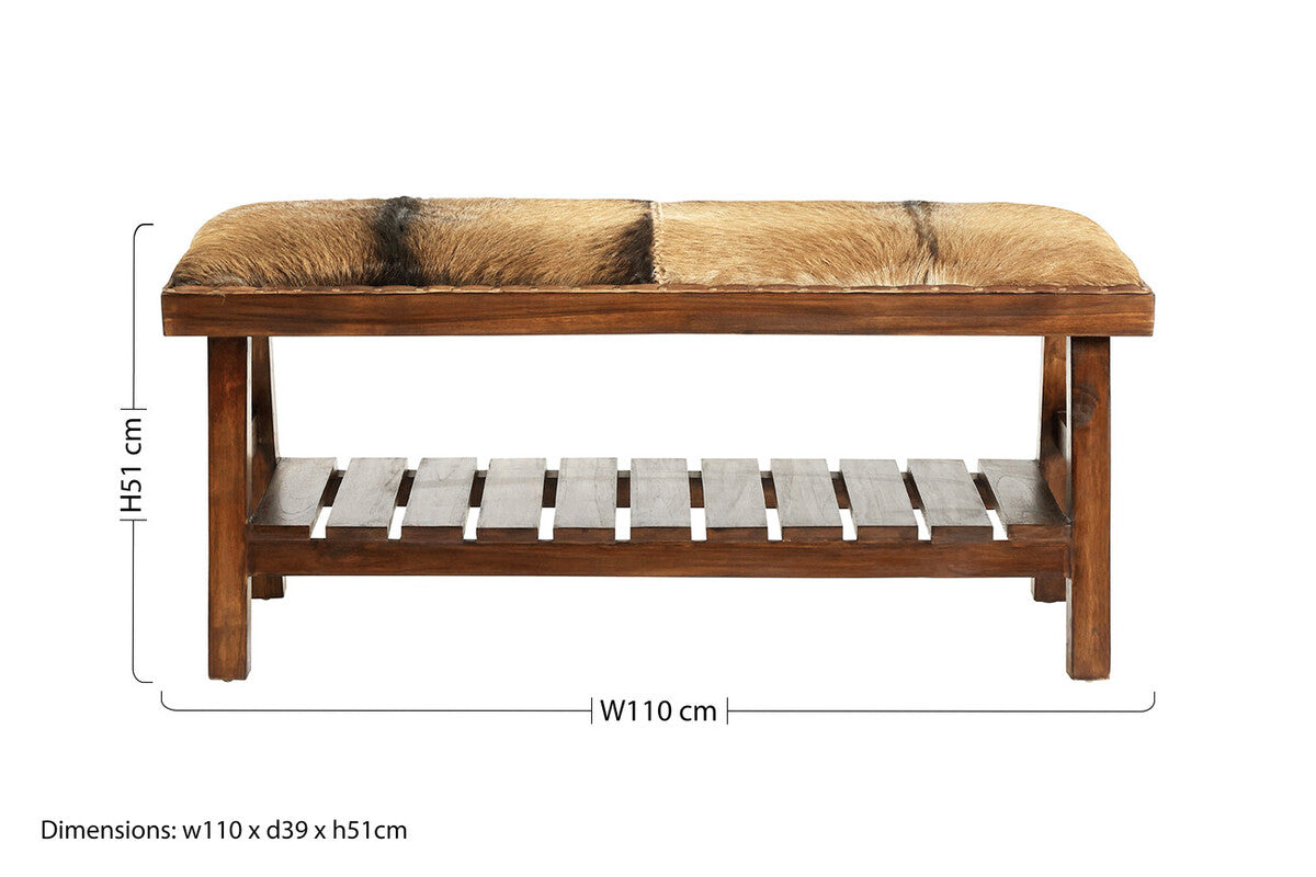 Inca Brown Goat Hide Bench - Image 8