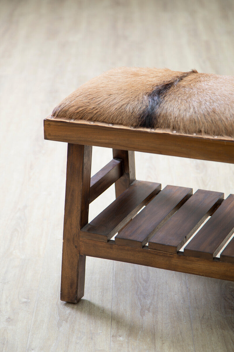 Inca Brown Goat Hide Bench - Image 3