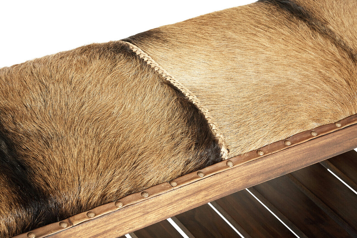Inca Brown Goat Hide Bench - Image 5
