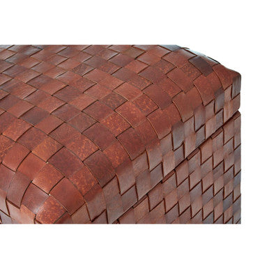 Inca Genuine Brown Leather Storage Stool
