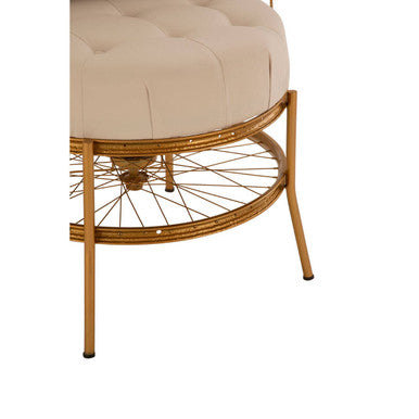 Mantis Gold Finish Wheel Design Chair With Cushion - Image 7