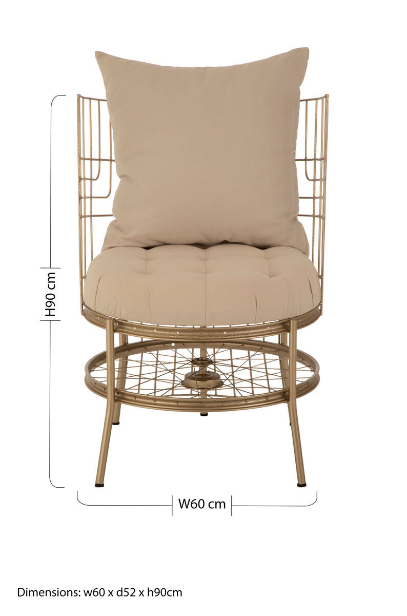 Mantis Champagne Gold Finish Wheel Design Chair