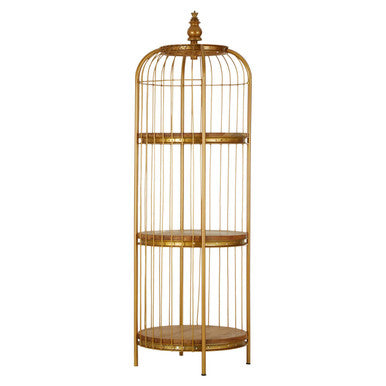 Mantis Medium Gold Finish Birdcage Shelf Unit
