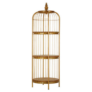 Mantis Medium Gold Finish Birdcage Shelf Unit