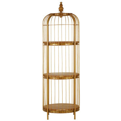Mantis Medium Gold Finish Birdcage Shelf Unit