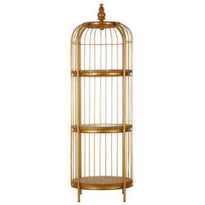 Mantis Gold Finish Medium 3 Tier Birdcage Shelf Unit
