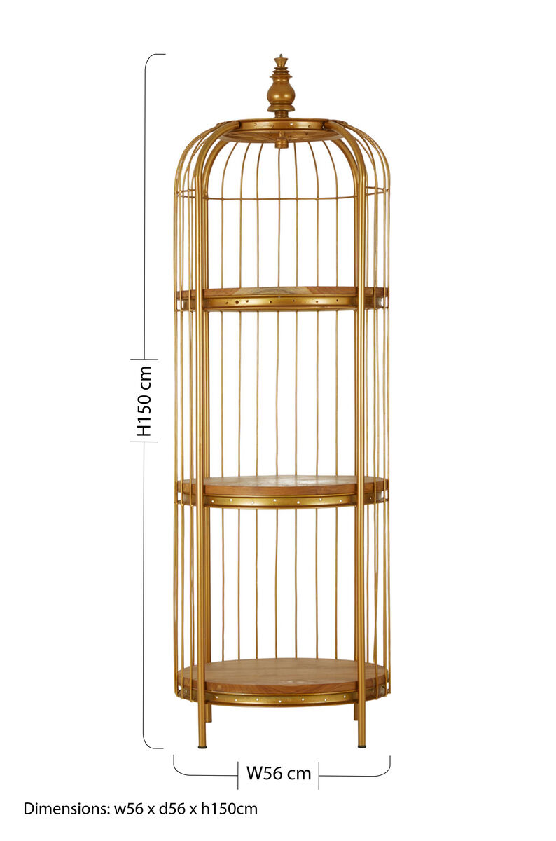 Mantis Medium Gold Finish Birdcage Shelf Unit - Image 8
