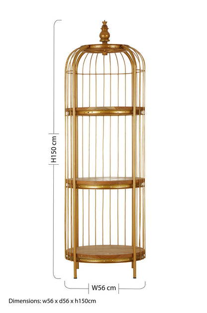 Mantis Medium Gold Finish Birdcage Shelf Unit