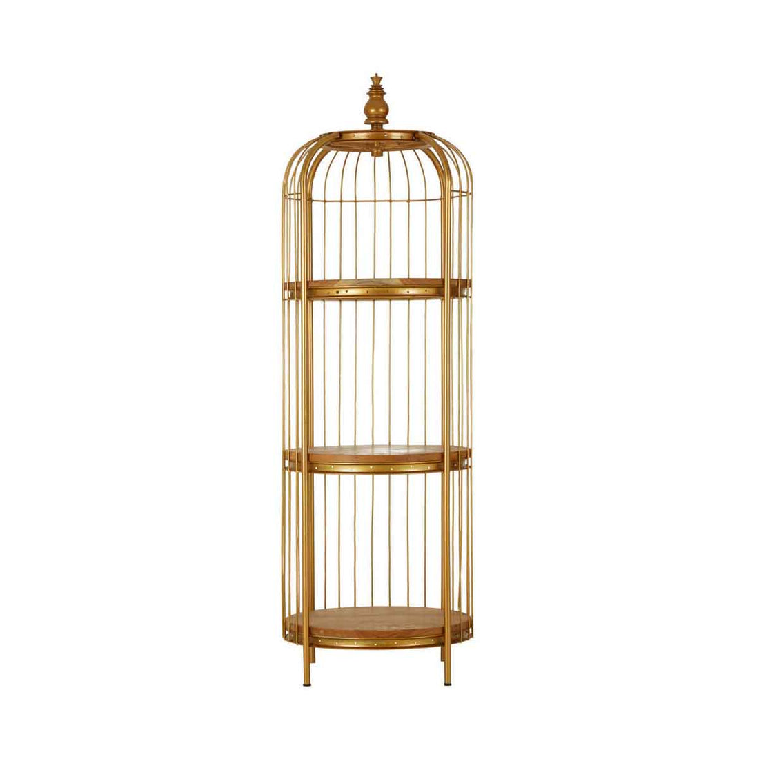 Mantis Medium Gold Finish Birdcage Shelf Unit