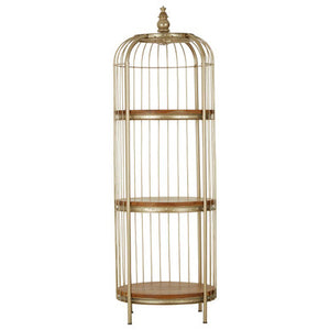 Mantis Champagne Gold Finish Medium 3 Tier Birdcage Shelf Unit