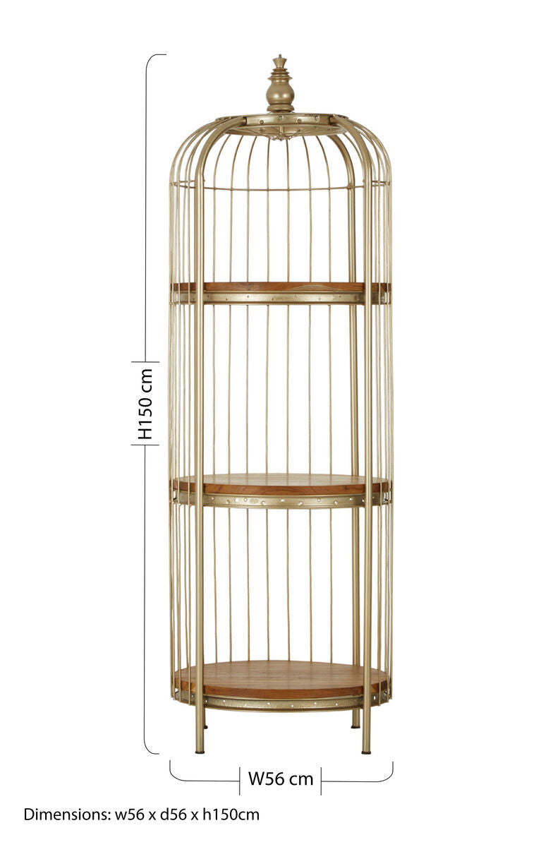 Mantis 3 Tier Champagne Gold Birdcage Shelf Unit - Image 8
