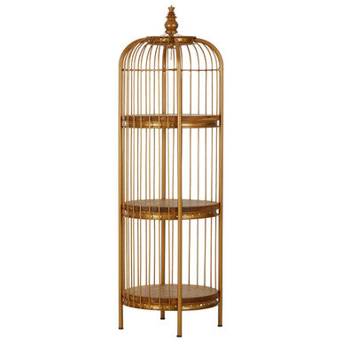 Mantis Small 3 Tier Gold Finish Birdcage Shelf Unit