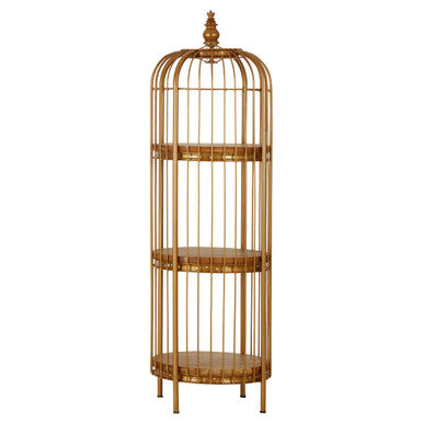 Mantis Small 3 Tier Gold Finish Birdcage Shelf Unit - Image 3