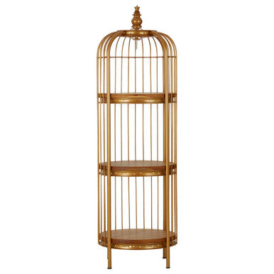 Mantis Small 3 Tier Gold Finish Birdcage Shelf Unit - Image 7