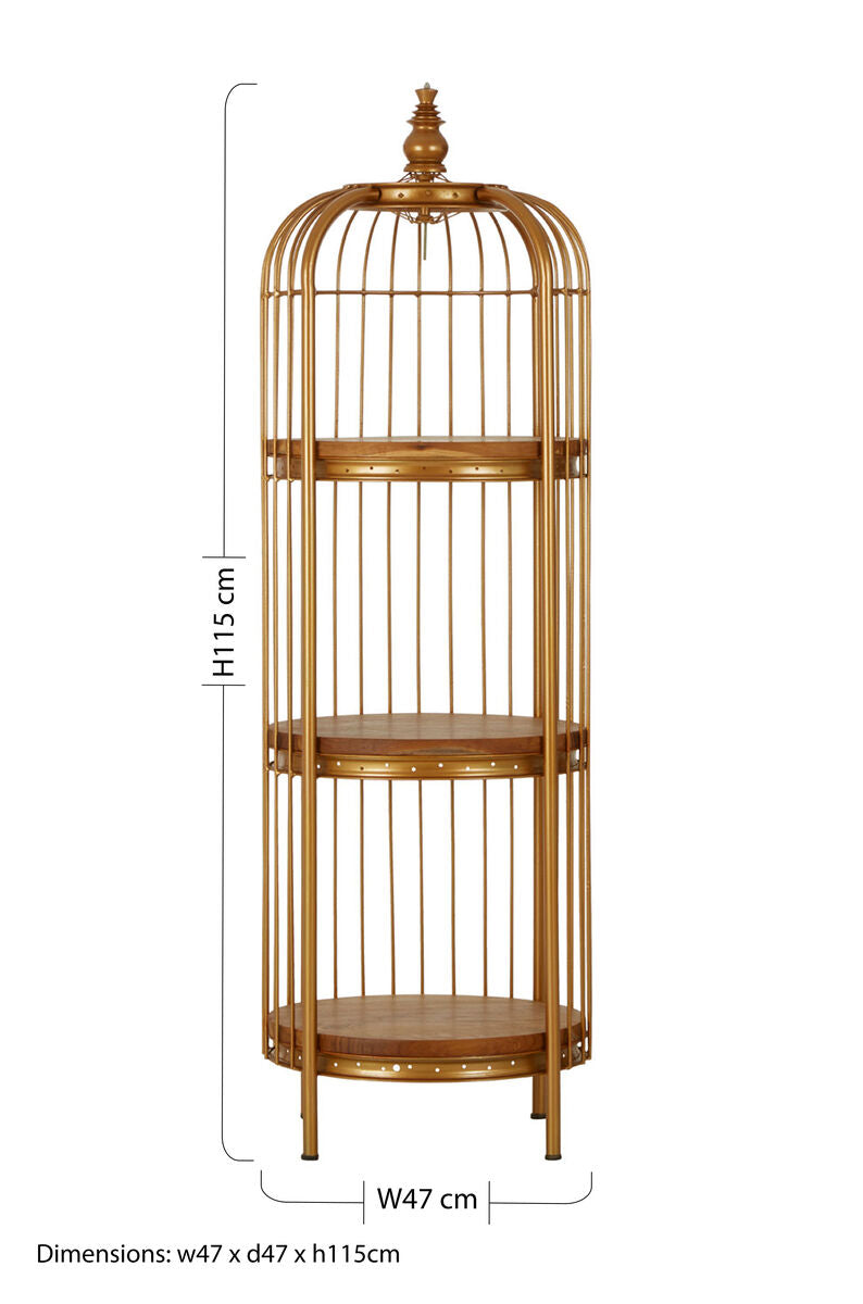 Mantis Small 3 Tier Gold Finish Birdcage Shelf Unit - Image 8