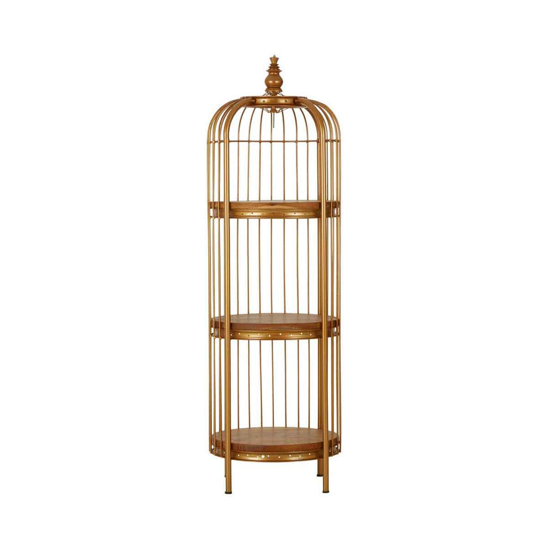 Mantis Small 3 Tier Gold Finish Birdcage Shelf Unit