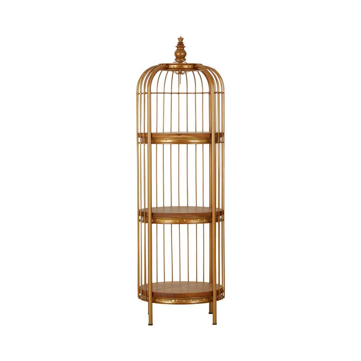 Mantis Small 3 Tier Gold Finish Birdcage Shelf Unit
