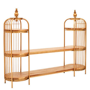 Mantis Long Gold Finish Birdcage Shelf Unit