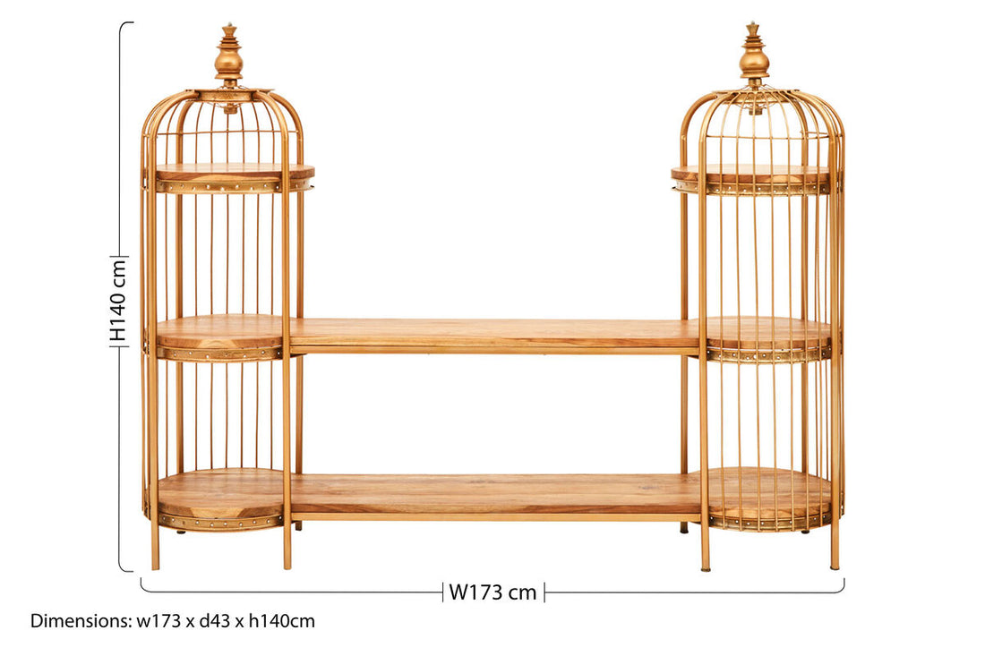 Mantis Long Gold Finish Birdcage Shelf Unit - Image 6