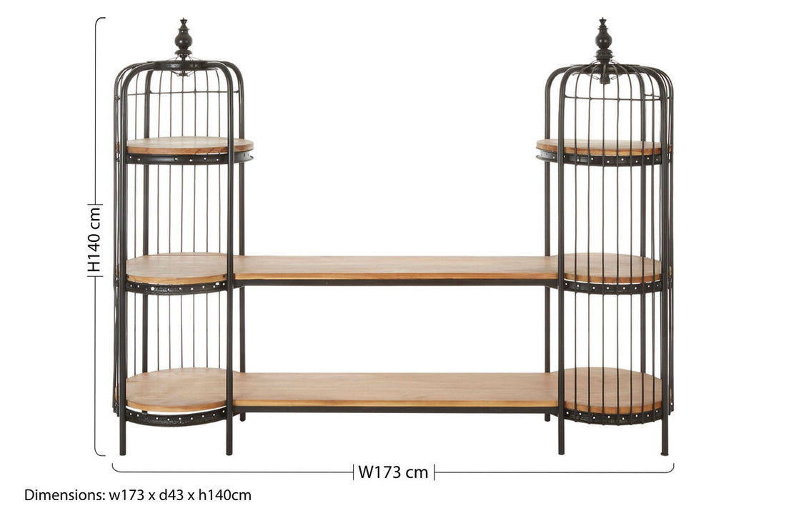 Mantis Long Black Finish Birdcage Shelf Unit - Image 5