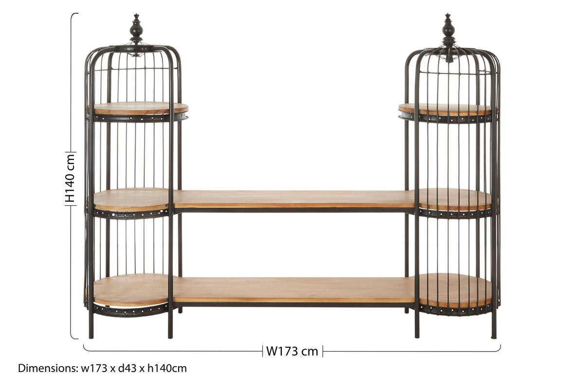 Mantis Long Black Finish Birdcage Shelf Unit