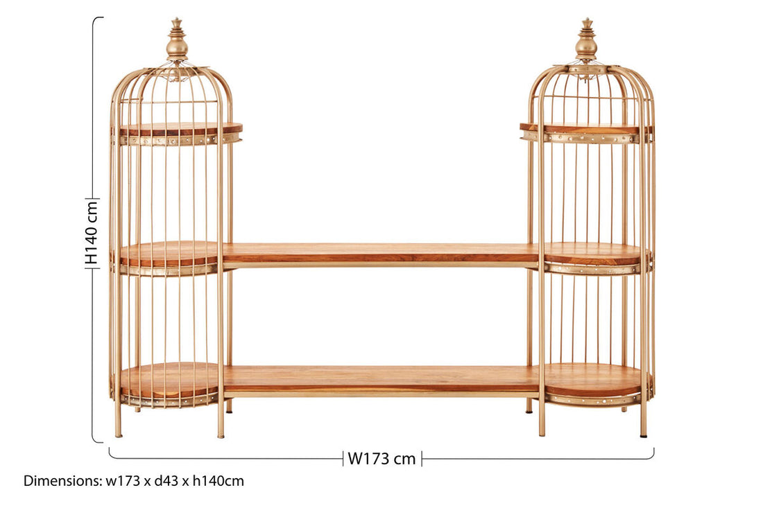 Mantis Champagne Gold Finish Birdcage Shelf Unit - Image 6