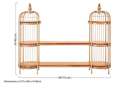 Mantis Champagne Gold Finish Birdcage Shelf Unit