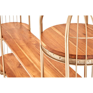 Mantis Champagne Gold Finish Birdcage Shelf Unit - Image 5