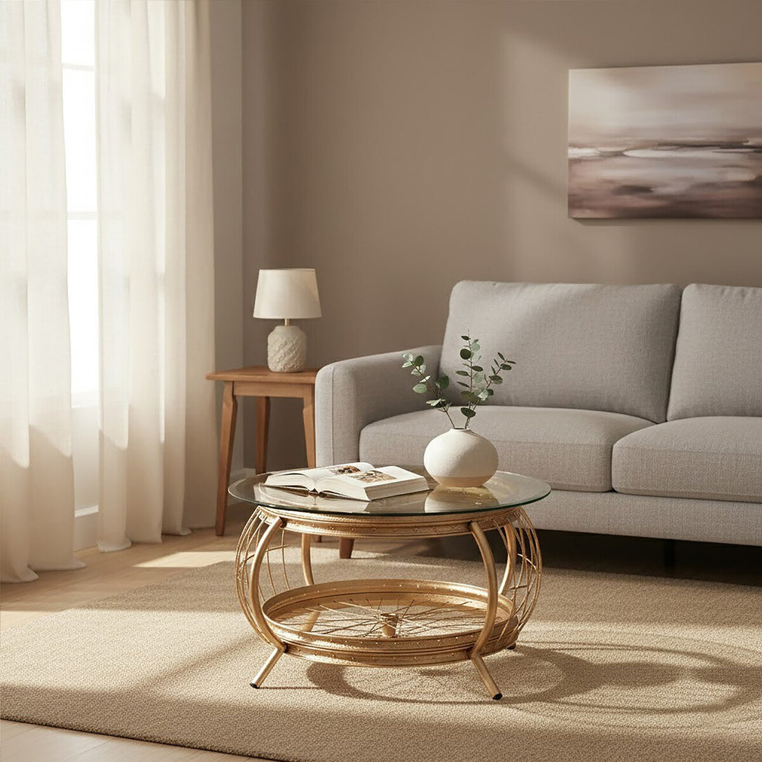 Mantis Champagne Gold Finish Coffee Table - Image 3