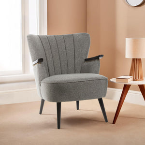 Hampstead Grey Fabric Channel Tufted Armchair