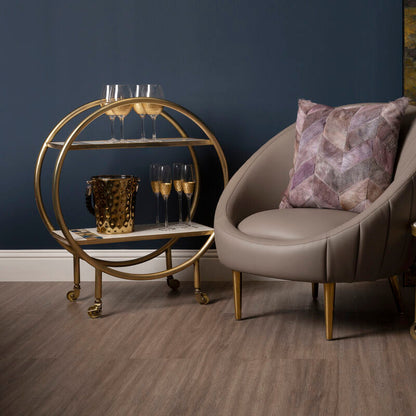 Vizzini 2 Tier Gold Finish Bar Trolley