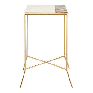 Vizzini White Marble and Agate Square Side Table