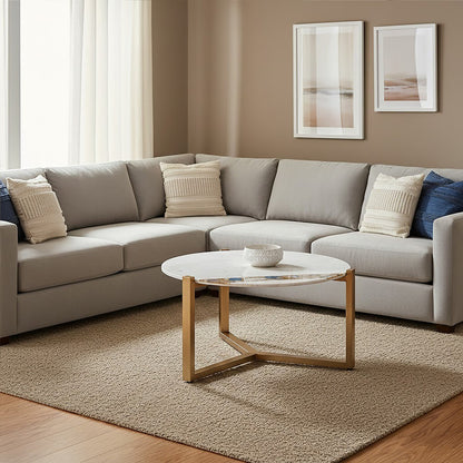 Vizzini Agate Marble Top Round Coffee Table