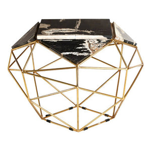 Relic Dark Petrified Wood and Brass Finish Side Table