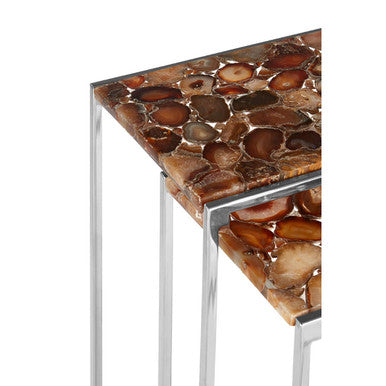 Relic Nest Of 2 Side Tables With Agate Stone Top