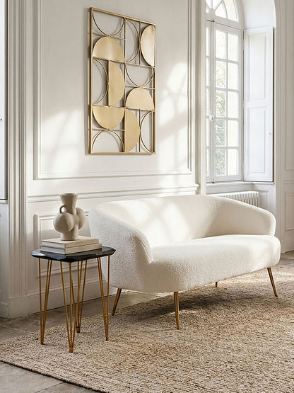 Small Black Marble Top Side Table with Gold Finish Iron Legs, Relic