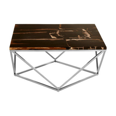 Relic Dark Petrified Wood Top Coffee Table