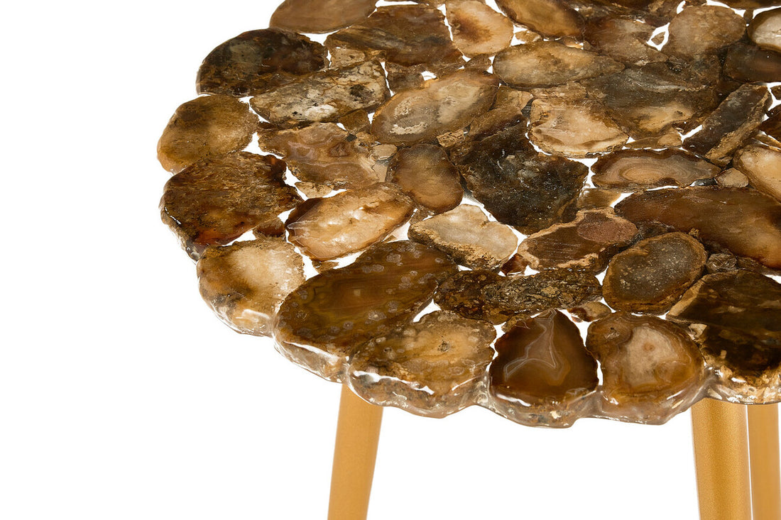 Relic Round  Side Table with Agate Top