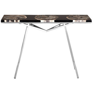 Relic Black Resin And Silver Legs Console Table