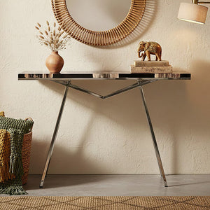 Relic Black Petrified Wood and Resin Console Table