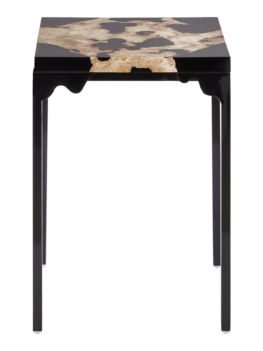 Relic Petrified Wood And Black Resin Side Table - Image 1