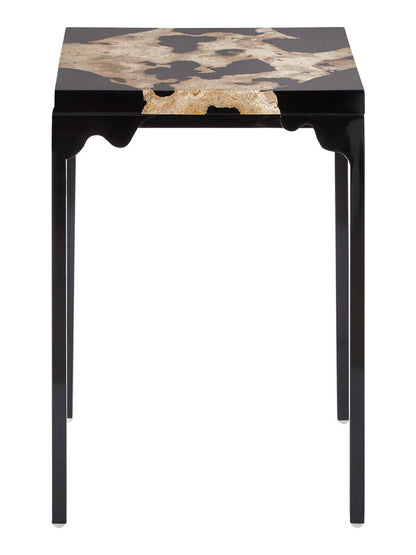 Relic Petrified Wood And Black Resin Side Table - Image 1