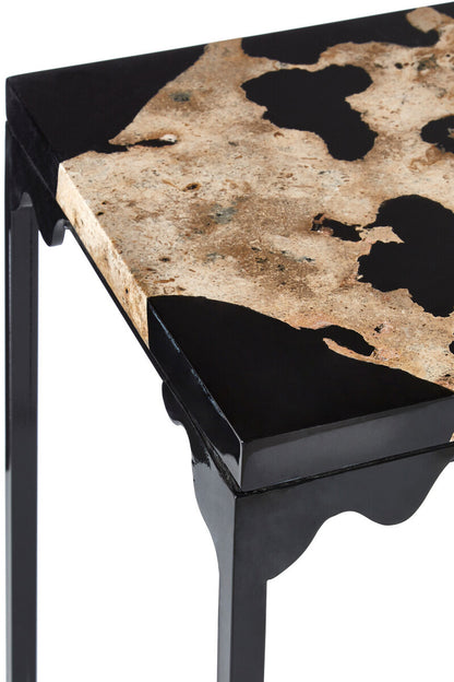 Relic Petrified Wood And Black Resin Side Table - Image 4