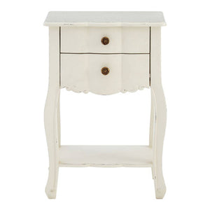 Loire White Wooden 2 Drawer Bedside Table